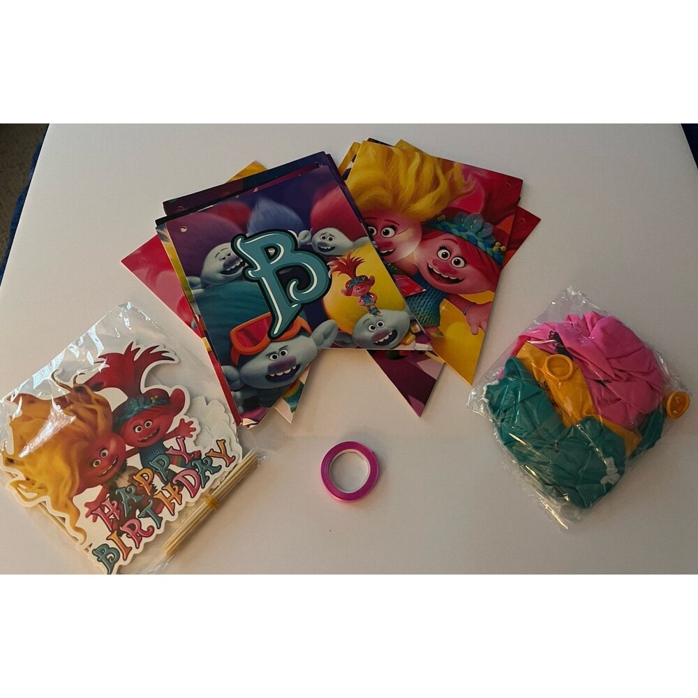 NEW Cartoon Animated Trolls Birthday Party Decorate Supplies Set for Kids Party